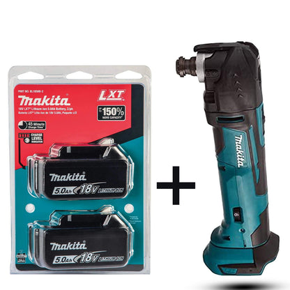 Makita DTM51Z 18V Multi-Tool Kit (Blue) with Two 18V 5.0Ah BL1850B Li-Ion Batteries Included